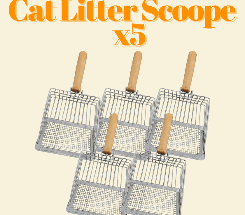 2 - in - 1 Stainless Steel Cat Litter Scoop - Wooden Handle, Efficient Cleaning - 4FurBaby