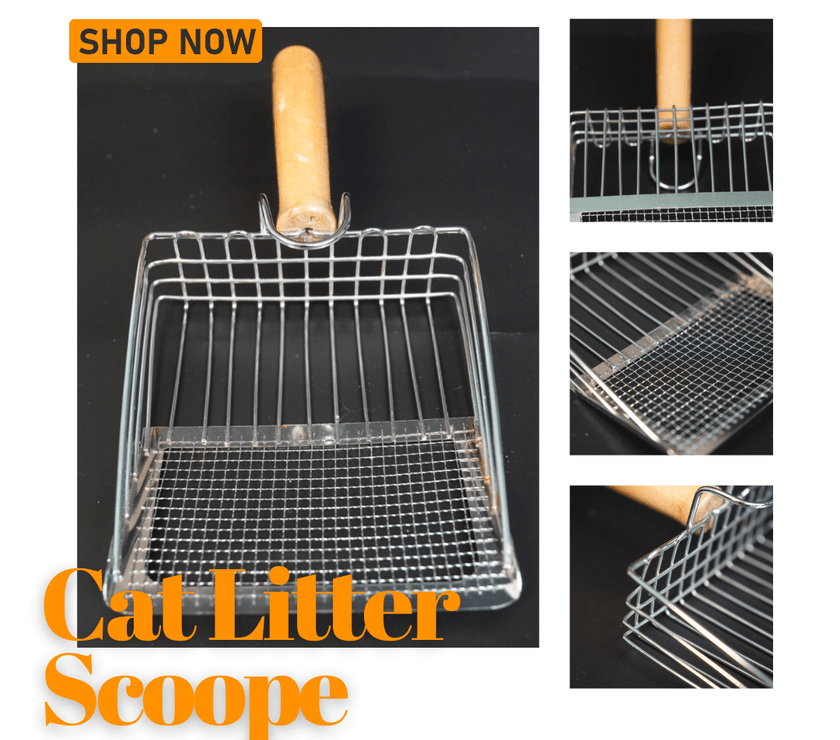 2 - in - 1 Stainless Steel Cat Litter Scoop - Wooden Handle, Efficient Cleaning - 4FurBaby