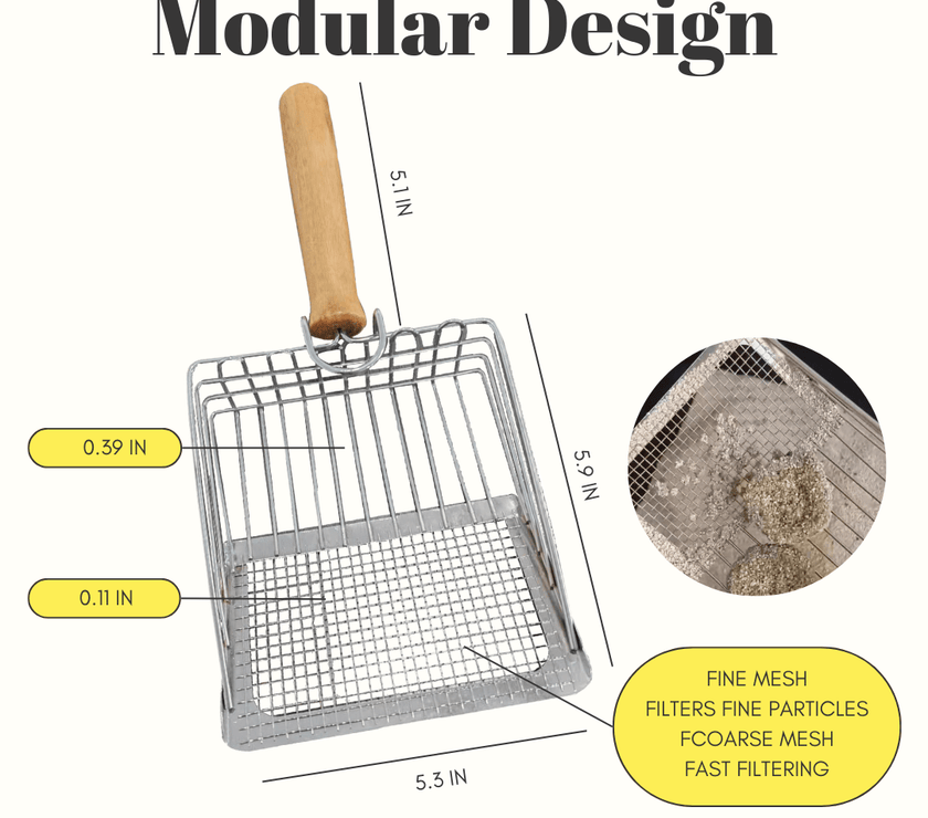 2 - in - 1 Stainless Steel Cat Litter Scoop - Wooden Handle, Efficient Cleaning - 4FurBaby