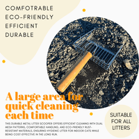2 - in - 1 Stainless Steel Cat Litter Scoop - Wooden Handle, Efficient Cleaning - 4FurBaby