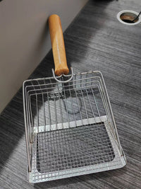 2 - in - 1 Stainless Steel Cat Litter Scoop - Wooden Handle, Efficient Cleaning - 4FurBaby