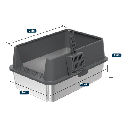 4furbbay xxl stainless steel  cat litter box 