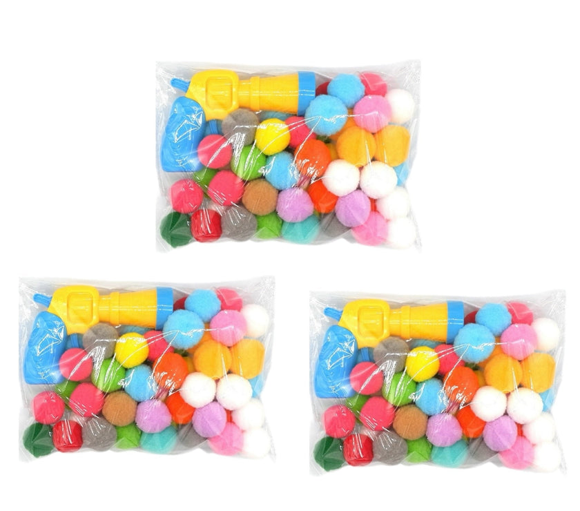 Cat Paradise Interactive Toy - Silent Colorful Ball Launcher Gun Set (50 Vibrant Plush Balls + Yellow - Green Gun) - 4FurBaby