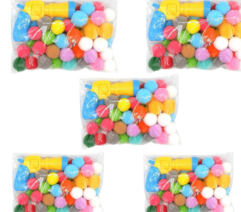 Cat Paradise Interactive Toy - Silent Colorful Ball Launcher Gun Set (50 Vibrant Plush Balls + Yellow - Green Gun) - 4FurBaby