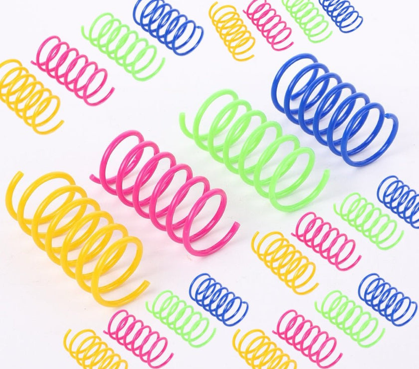 Cat Toy - Colorful Plastic Spring Ball Interactive Set (Pack of 4) - 4FurBaby