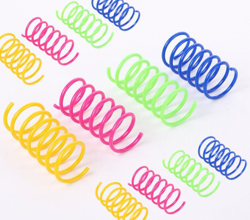 Cat Toy - Colorful Plastic Spring Ball Interactive Set (Pack of 4) - 4FurBaby