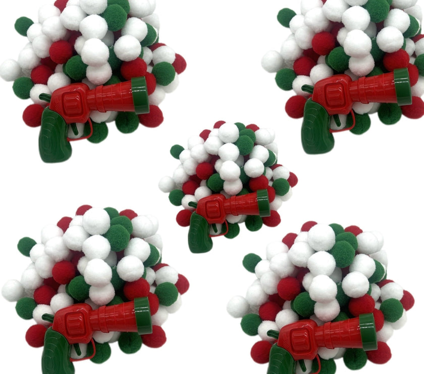 Christmas Joy Cat Interactive Toy - Silent Plush Ball Launcher Gun Set (30 Colorful Balls + Red - Green Gun) - 4FurBaby