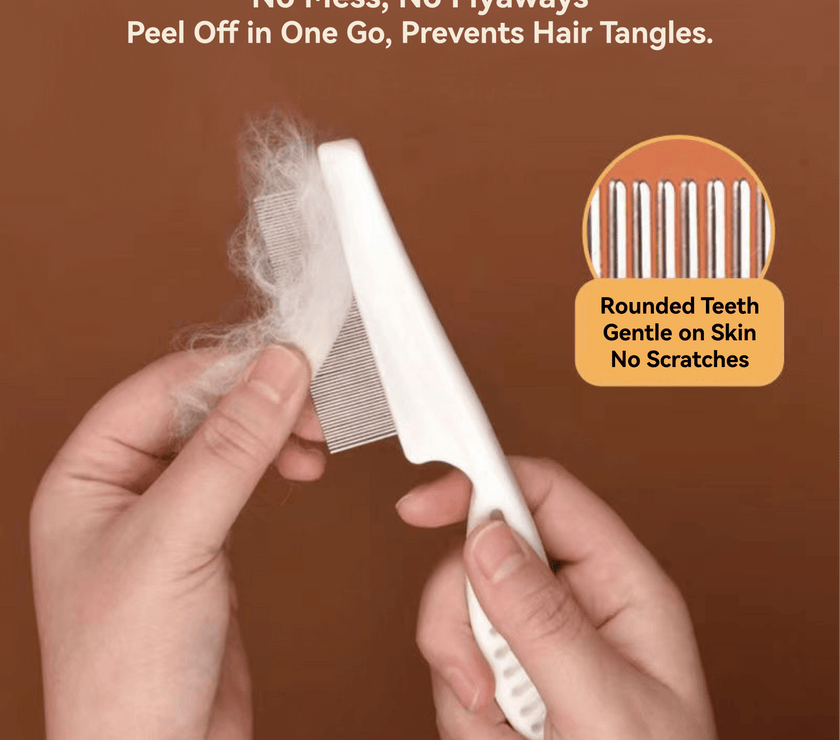Pet Flea Comb - Plastic & Stainless Steel Needle Comb for Cats and Dogs - 4FurBaby