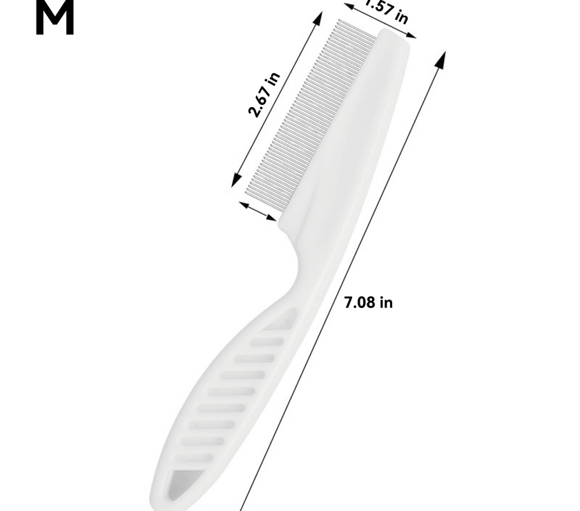 Pet Flea Comb - Plastic & Stainless Steel Needle Comb for Cats and Dogs - 4FurBaby