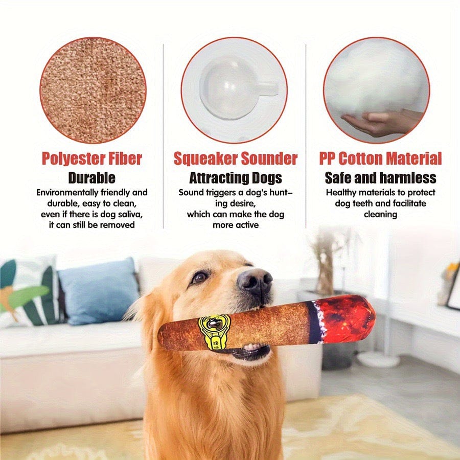 Pet Toy - Realistic Cigar Plush Chew Toy for Dogs and Cats - 4FurBaby