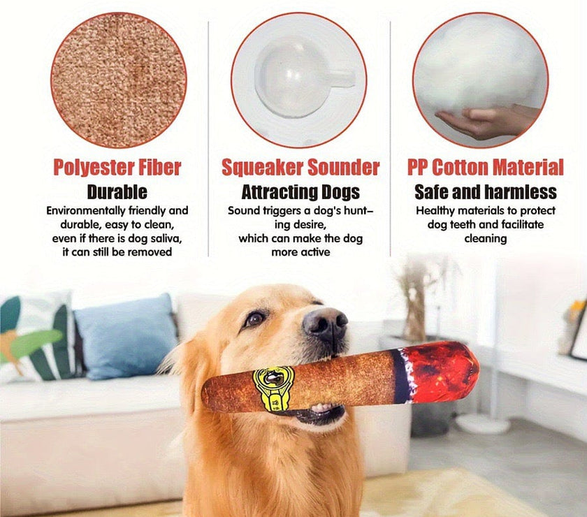Pet Toy - Realistic Cigar Plush Chew Toy for Dogs and Cats - 4FurBaby