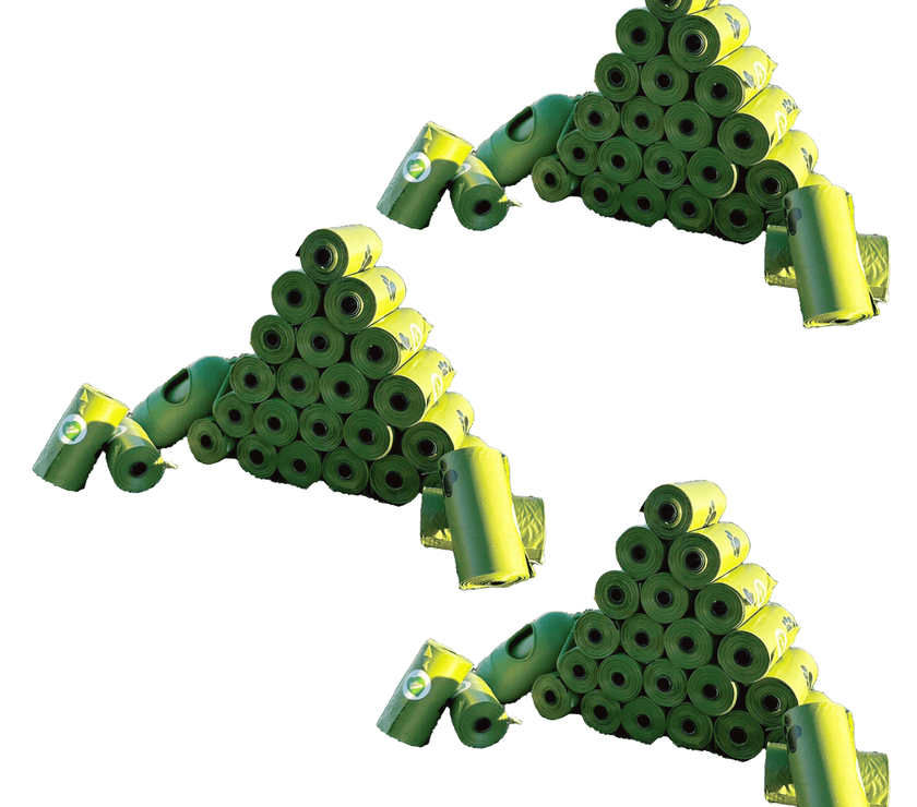 biodegradable trash pet poop bags along with a dispenser designed for convenience and environmental sustainability