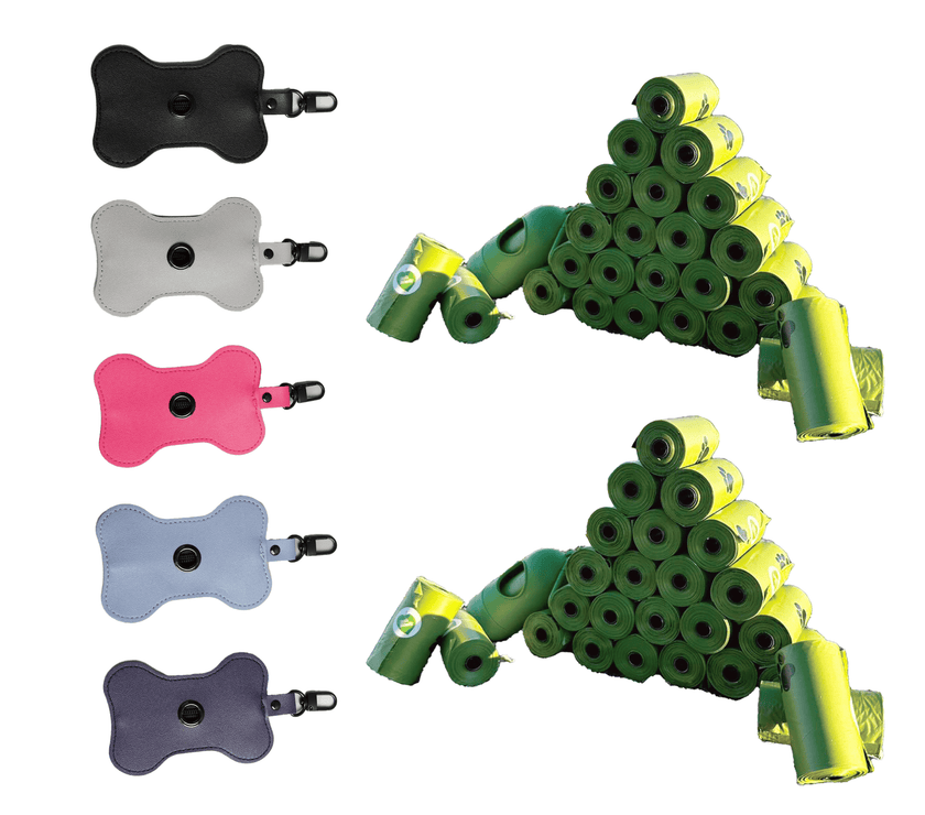 biodegradable trash pet poop bags along with a dispenser designed for convenience and environmental sustainability