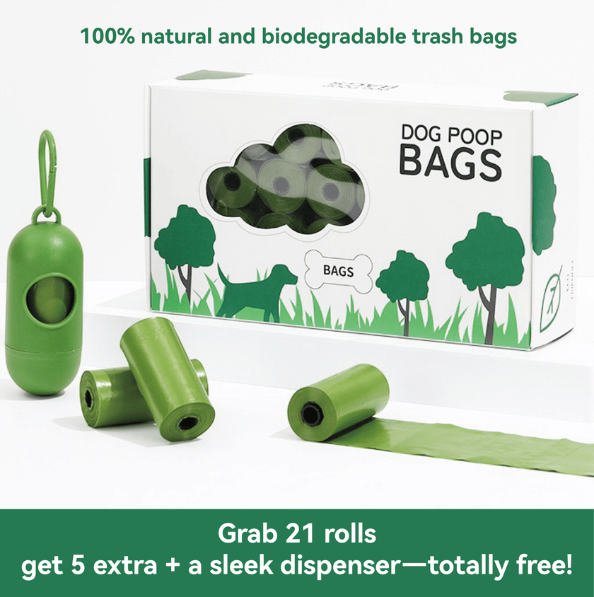 biodegradable trash pet poop bags along with a dispenser designed for convenience and environmental sustainability