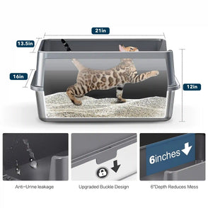 4furbbay xxl stainless steel  cat litter box 
