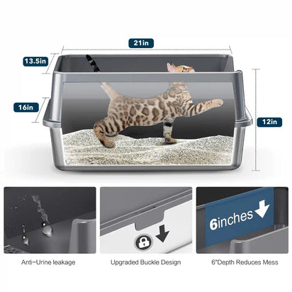 4furbbay xxl stainless steel  cat litter box 